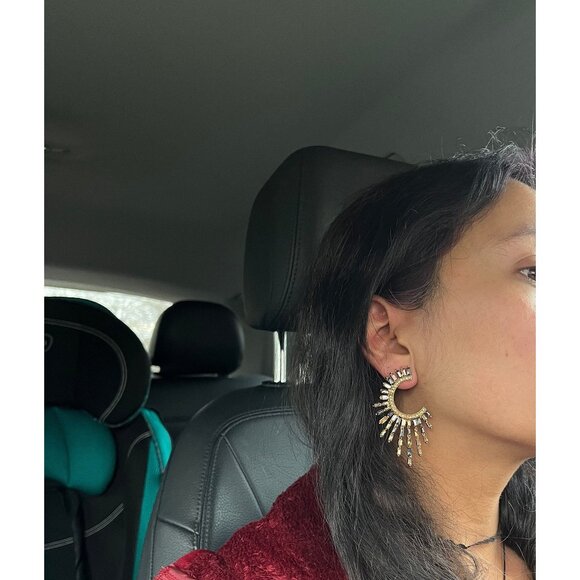 Big statement earrings gold gray studs big star champagne geometric earrings - Picture 1 of 8